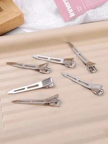 Simple Metal Small BB Clip, Fashion Casual Daily Curling Tool, Small Hair Clip Styling, Can Be Used As Claw Clip, Hair Claw, Hair Clip, Stationery, Hair Styling Accessory, DIY Tool, Hairstyling Makeup Tool, Hair Slide, Hair Barrettes - Silver - View 3