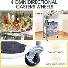 Carrito de Alenamiento Metal con 3 Niveles Carrito de Utilidad móvil Organizador con Ruedas Fácil de Montar para Oficina para Baño Cocina Salón Oficina Gray - Gris -0 - Ver 3