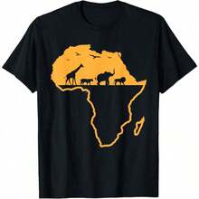 African Animal Environment National Park T-Shirt,Soft And Comfortable, Fashionable And Casual, Suitable For Daily Wear In Spring, Summer And Autumn, This T-Shirt Top Is An Ideal Gift For Girls - 黑色 - 查看 6