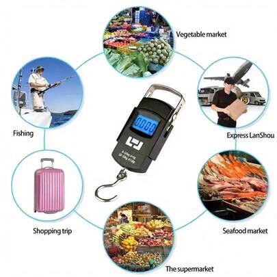 50kg Mini Portable Hanging Scale With Hook For Luggage, Parcel, And Fishing Weighing Portable Hand Scale High Precision Rechargeable Electronic Scale E-Commerce Express Small Weighing Hook Scale Hand