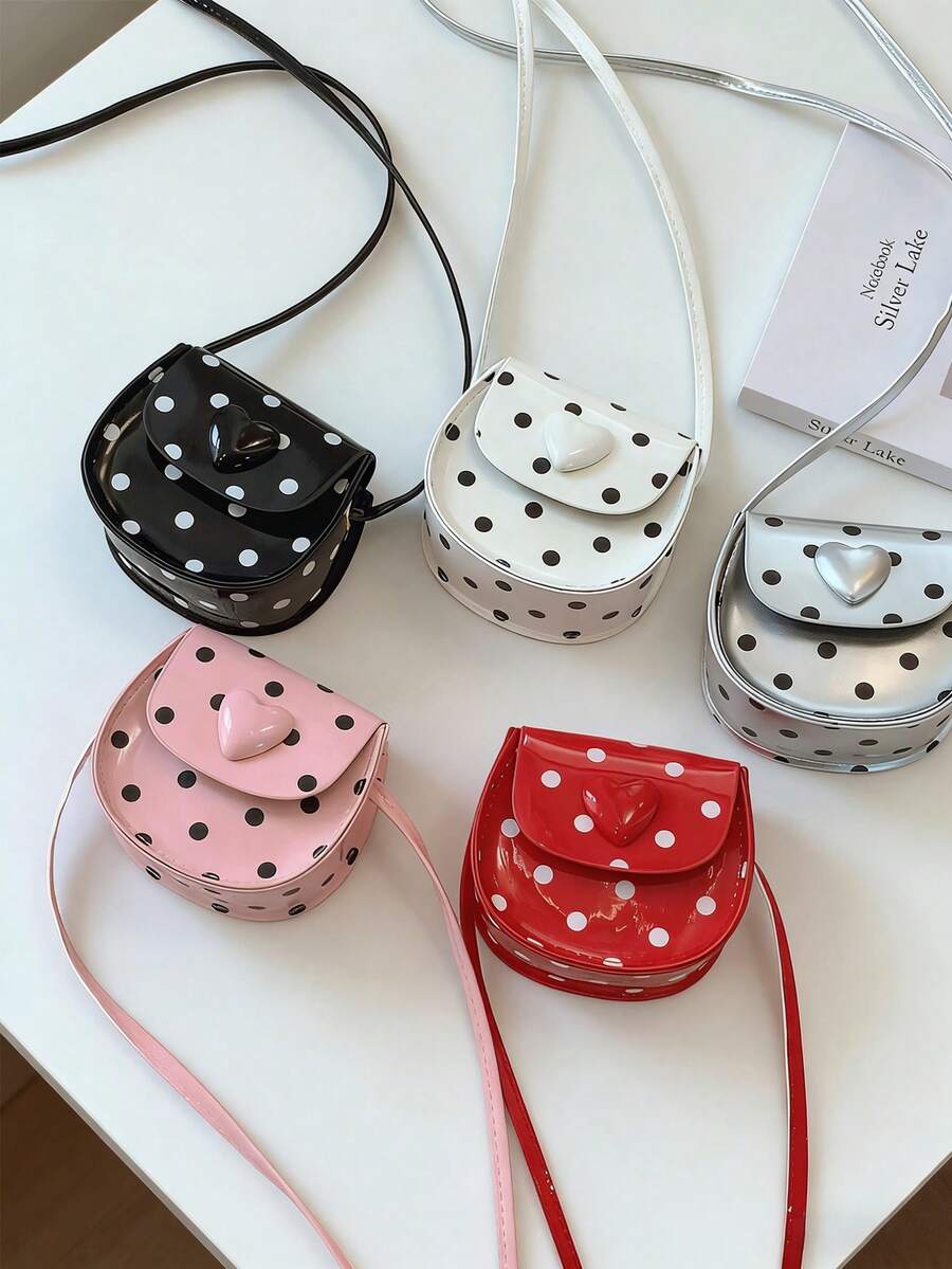 1个PU皮革波点迷你单肩包，女孩斜挎零钱包 - A - 查看 1