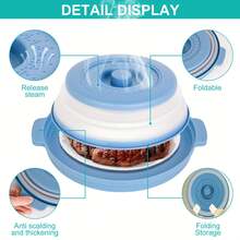 2025 New Microwave Food Splash Guard & Base Mat - 10.5" Foldable Ventilated Cover With Anti-Scalding & Thickening Design, Durable Plastic & Silicone For Kitchen & Dining Room Safety - Màu xanh nhạt - Xem 1