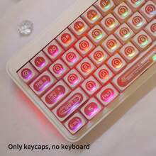 136 teclas Ojos de gato azul/rosa, perfil Cherry Doubleshot Teclas PBT translúcidas, interruptores magnéticos retroiluminados compatibles con teclados mecánicos de 61, 68, 75, 87, 98, 104 - Rosa - Ver 2