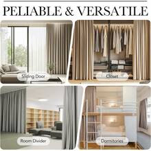 Patio Door Curtain Sound Blocking, Bedroom Privacy Room Divider Curtain Screen Partitions, Thermal Insulated Blackout Closet Sliding Door Curtain (1 Panel, 8.3ft Wide By 7ft Long, Gray) - 灰白色(附可調式天花板軌道) - 查看 9