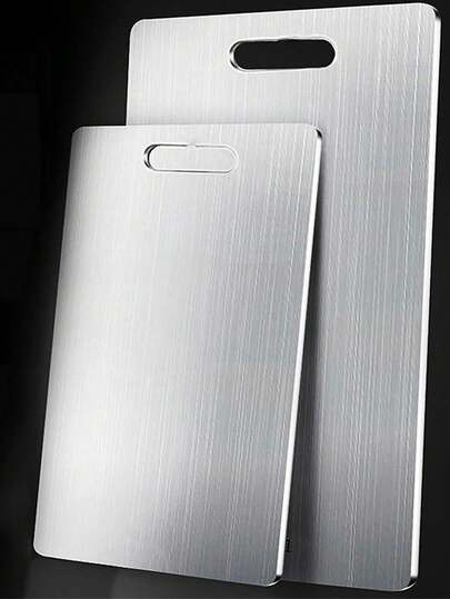 1pc Stainless Steel Cutting Board, Silver Chopping Block For Kitchen