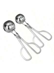 1个不锈钢肉丸制作工具，肉丸夹，厨房模具，适用于制作鱼丸、虾丸、炸肉丸 - 銀色 - 查看 3
