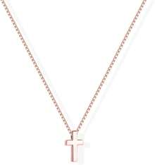 In Stock Instant Delivery Necklace Women Girls, Dainty 14K Gold Silver Plated Choker Pendant Jewelry Non Tarnish Waterproof Cute Simple Small Necklace Easter Christian Baptism Religious Faith Jewelry Gifts ZEVL - 01 小十字架 - 玫瑰金 - 查看 1