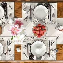 1/2/4/6/8/300 Pcs Luxury Placemat Set, Featuring Modern Minimalist Easter Bunny Pattern Design. Size: 12*18 Inches/30*45 Cm, Multiple Patterns Available, Suitable For Easter Dining And Home Decor. - Multicolor - View 12