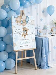 Poster chào mừng hình gấu bông tùy chỉnh, Poster chào mừng tiệc mừng bé trai "Chúng tôi rất háo hức", Khinh khí cầu màu xanh dương, Biển chào mừng tiệc mừng bé hình gấu và bóng bay, Trang trí phòng trẻ em, Trang trí ngày Valentine (Không khung) - Nhiều màu - Xem 4