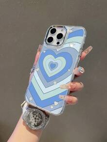 1pc Valentine's Day Blue Heart & Star Pattern Metal Frame Shockproof TPU Phone Case, Suitable As Gift Compatible With Apple Xs/Xsmax/Xr/11 12 13 14 15 16 17pro/Promax/14 15 16plus - Multicolor - View 4