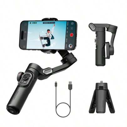Handheld 3 Axis Anti-Shake Shooting Stand (1 Count), Rotating Automatic Face Tracking Stabilizer For Live Video, Phone Accessories, Content Creator Tools Compatible With Iphone Android Phone For Summer Vacation, Travel Vlog, Outdoor Activities, Live Streaming, Stabilized Vlogging Vacation Travlel Studio Outdoor Live Streaming Travel Vlog Video Recording Influencer Content Gimbal Stabilizer Phone Stabilizer ActiveTrack
