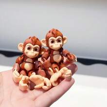 3D打印可爱萌猴摆件模型，塑料装饰雕塑桌面摆件，节日礼物 - 彩色 - 查看 12