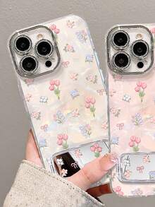 1个高端郁金香镜面手机壳，贝壳图案，优雅保护套，兼容 11/12/13/14/15/16/17 Pro Max（不含手机） - 白色 - 查看 3