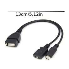 2-In-1 OTG USB To Micro USB Splitter Adapter Compatible With Fire Stick 4K/Fire TV, Android Phones/Tablets, Durable Tech Accessory - Black - View 2