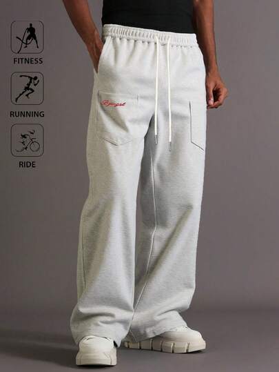 Men's Loose Straight Leg Casual Pants, Outdoor Sports Trousers, Spring & Autumn