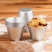 1pc/5pcs/10pcs Aluminum Pudding Cups, Chocolate Dessert Cups, Paper Cupcake Liners, Muffin Baking Pans. Reusable, Durable, Easy To Clean. Ideal For New Year, Thanksgiving And Christmas Baking. - Multicolor - View 3