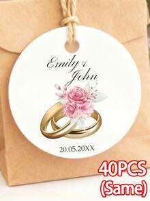 1/10/20/40/60/90 unidades Plantillas personalizadas de etiquetas para regalo de boda, etiquetas personalizadas para anillos con flores, etiquetas editables para anillos con flores, plantillas de etiquetas para regalo de fotos de vacaciones, etiquetas imprimibles para fotos de boda, etiquetas para despedida de soltero/soltera, etiquetas personalizadas, etiquetas de agradecimiento - Multicolor - Ver 10