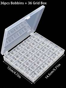 1 hộp đựng suốt chỉ máy may bằng nhựa, hộp đựng cuộn chỉ máy may, hộp đựng đồ bằng nhựa trong suốt, hộp đựng suốt chỉ rỗng 36 ngăn và 36 suốt chỉ nhựa. - trong suốt - Xem 8