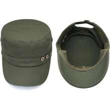 Unisex Flat Top Cap Lightweight Breathable Cotton Hat Adjustable Foldable Cap For Hiking Camping Travel - 軍綠色 - 查看 4
