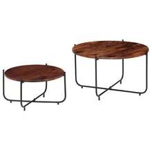 vidaXL Insieme di tavoli bassi 2 pz Legno Massello 60x35 cm - Castano - Visualizzare 2