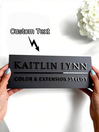 1pc Customized 3D Acrylic Door/Wall Sign Plaque, Customizable Text, Suitable For Commercial Doors/Walls, Modern Salon Signage, With Stand, Business Identification, Spa, Clinic, Creative Gift For Birthday, Valentine's Day And Special Occasions