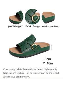 Sandálias Rasteiras Femininas, Chinelos de Praia Slip-On, Sola Grossa, Confortáveis e Elegantes, Design Floral com Corte a Laser Preciso, Adequado para Casa, Exterior, Praia, Caminhada - Verde - Visão 7