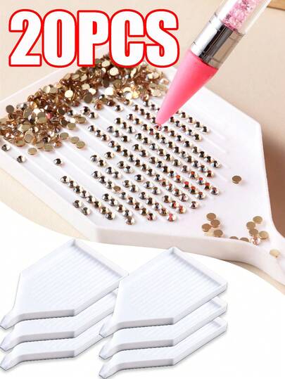 20个/10个/2个装塑料钻石美甲托盘，珠子分类托盘，水钻托盘收纳盒，钻石画配件和工具，适用于DIY工艺品的水钻分类托盘