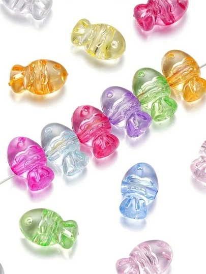 30pcs Cute Fish-Shaped Acrylic Beads - Colorful Transparent Spacer Beads For DIY Jewelry Making, Necklace & Earrings Craft Supplies, Durable Lightweight Loose Beads With Unique Design, Spacer Beads For Jewelry Making, Earring Components