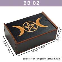 手工黑色木质卡片收纳盒 - 独立式艺术收纳盒，适用于塔罗牌、游戏卡牌、水晶、能量石和骰子 - BB08 - 查看 12