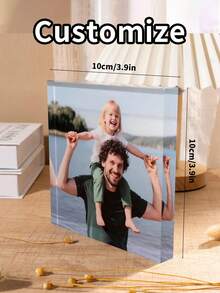 Personalized Acrylic Photo Decor, Desktop Memorabilia, Acrylic Photo Frame, Perfect For Home And Office Decor, Thanksgiving Gift Or Party Supplies, Personalized Photo Display, Office Decoration,Home Decor Living Room - Multicolor - View 10