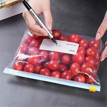 45个可重复使用密封食品保鲜袋（10个大号+15个中号+20个小号），加厚冷冻袋，微波炉适用，蓝色，用于长期食品保鲜和整理，透明PE拉链袋，适用于厨房食品分类、零食储存、水果蔬菜分拣，确保新鲜，必备家用食品保鲜袋 10/15/20/45个装 - 彩色 - 查看 7