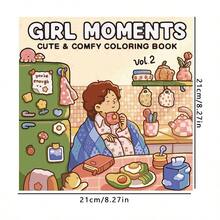 40 Páginas - 210g, Livro de Colorir com Decoração de Cogumelo Fofo para Geladeira, Caderno de Papel Fácil de Preencher, Elementos Decorativos de Cogumelo Curativo, Esquema de Cores Verde e Marrom, com Detalhes de Ímã de Morango, Desenho Relaxante, Adequado para Papelaria, Material Escolar, Presente Perfeito para Meninas, Temporada de Casamento, Dia das Mães - MOMENTOS DE GAROTA - Visão 7