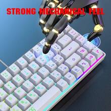Npurdiri 60% Percent Gaming Keyboard, Compact RGB Backlit Ergonomic Small Mini Keyboard - White - View 6
