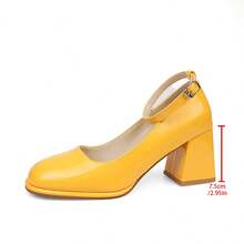 Geeyea Elegant Women's High Heels, Ankle Buckle Design, Multiple Colors To Choose From, Thick Heel Design, Suitable For Dance Parties, Also Suitable For Plus-Size Women, Shiny Leather Shoes, Local Warehouse Women's Products,Shoes For Women,Heels For Women,Local Warehouse Items For Women - 金色 - 查看 1