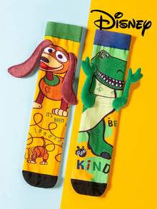 Disney 3双装3D立体压纹儿童过膝袜，可爱卡通图案，返校必备，高品质时尚礼品，适合年轻粉丝 - 彩色 - 查看 3
