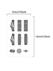 2Pcs Men Tattoo Fake Ring Temporary Tattoos Geometric Y2K Semi Permanent Tattoo Waterproof Sweatproof Last For 1-2 Weeks Realistic Herbal Juice Anti-Friction Non-Reflective Black For Men Tattoo Stickers For Arm, Chest, Leg, Abdomen - HD - View 7