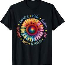 Kindness Peace Equality Love Inclusion Hope Drsity T-Shirt - 黃色 - 查看 1