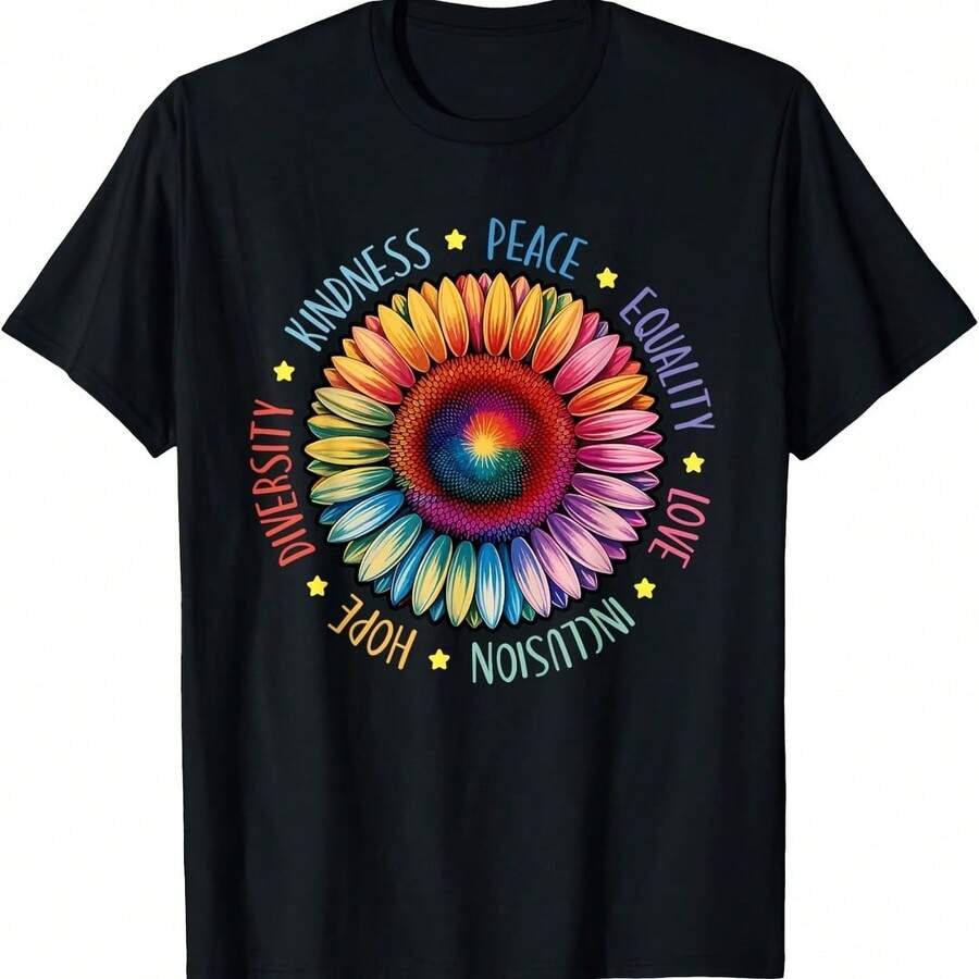 Kindness Peace Equality Love Inclusion Hope Drsity T-Shirt - 黃色 - 查看 1
