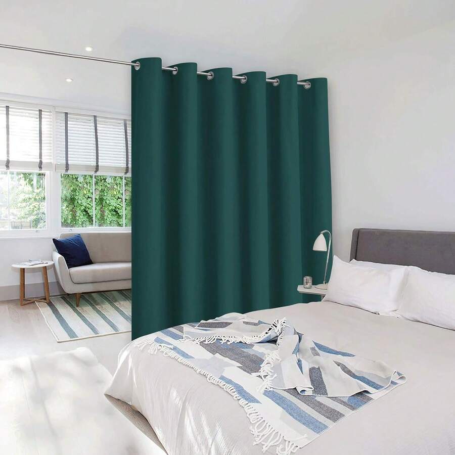 Patio Door Curtain Sound Blocking, Bedroom Privacy Room Divider Curtain Screen Partitions, Thermal Insulated Blackout Closet Sliding Door Curtain (1 Panel, 8.3ft Wide By 7ft Long, Gray) - 獵人綠 - 查看 1