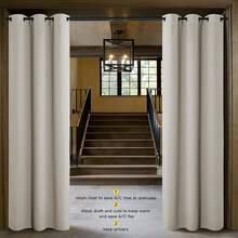 Patio Door Curtain Sound Blocking, Bedroom Privacy Room Divider Curtain Screen Partitions, Thermal Insulated Blackout Closet Sliding Door Curtain (1 Panel, 8.3ft Wide By 7ft Long, Gray) - Natural - 查看 2