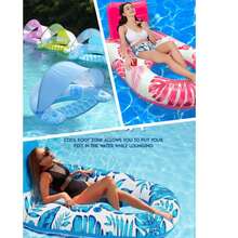 1pc 2026 New Double-Layer Sun Shade Armrest Inflatable Floating Chair, Floating Sofa, Pool Lounge Chair, Portable Multi-Function Swim Ring, Inflatable Floating Mat, Outdoor Foldable Backrest Net Floating Bed, Water Inflatable Sunshade U-Shaped Seat Ring, Pool Water Backrest Lounge Chair, Maple Leaf Floating Chair, PVC Blue Maple Leaf Outdoor Floating Mat, Summer Pool Mesh Floating Bed - Blue - View 2