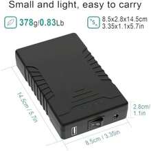 Banco de energía portátil de carga rápida de 12V 6000mAh con células de ión de litio, paneles solares con salida de CC y USB, regalo del Día de San Valentín - Negro - - Ver 5