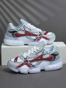 时尚休闲男鞋，经典时尚男士运动鞋系带跑步鞋，个性化男士运动鞋街头休闲鞋 - 紅色 - 查看 4