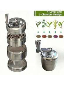 重型手动研磨机 - 不锈钢结构，双层研磨设计，适用于香料、草药、咖啡、烟草研磨机，无需电力 - 适合家庭、露营、厨房使用 - 送给厨师和烹饪爱好者的完美礼物，草药研磨机，时尚外观，金属质感，紧凑设计，多级研磨，户外探险者必备，手动咖啡研磨机，金属研磨机，迷你研磨机 - 彩色 - 查看 11