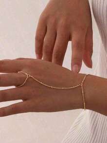 1pc Minimalist Hand Chain, Finger Chain Design, Basic Daily Accessory, Summer Gift For Friends-Halloween,Christmas,Fall,Winter, Supplies, 6K2C - Kaneko - View 2