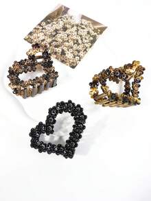 3pcs Vintage Floral Heart/Heart-Shaped Hair Clips - Hair Pins, Elegant Matte Black/Brown/Coffee Floral Design Hair Clips, Leopard Print Flower Hair Claw Clips, Suitable For Valentine's Day Gift - Daily Use Hair Accessories