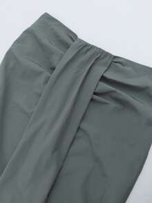 New Solid Color Soft Satin 2 Pieces Set, Suitable For Spring/Summer Home Wear, Work Commute, Music Festivals And Christmas Elegant - Grey - View 7