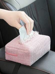 1pc Leopard Print Elegant & Cute Car Tissue Box, Multifunctional Car Tissue Holder - one-size - View 8