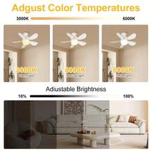 1pc Ceiling Fan With Light And Remote Control, Minimalist 5-Blade Round White Design, E27 Socket Compatible Noiseless Dimmable LED Light, Suitable For Bedroom, Kitchen, Living Room, Balcony Small Bulb/Ceiling Fan - 彩色 - 查看 3