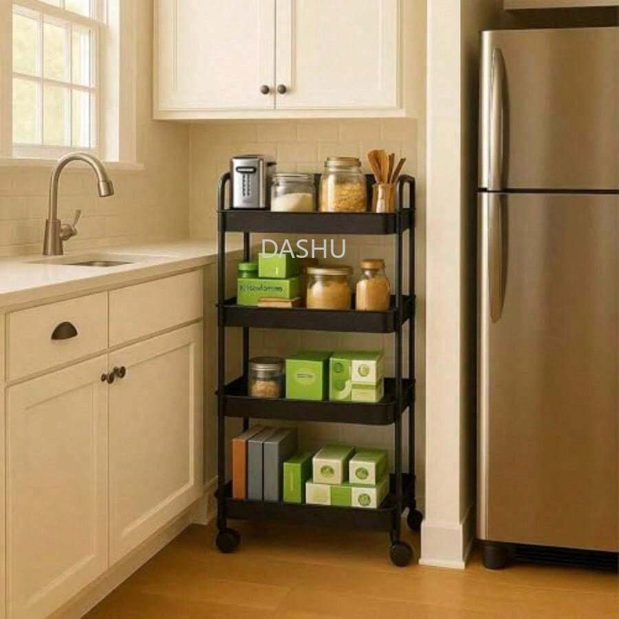 Carrito Organizador Delgado 4 Niveles con Ruedas, Estantería Estrecha para Espacios Reducidos de Hogar - Negro - Ver 1